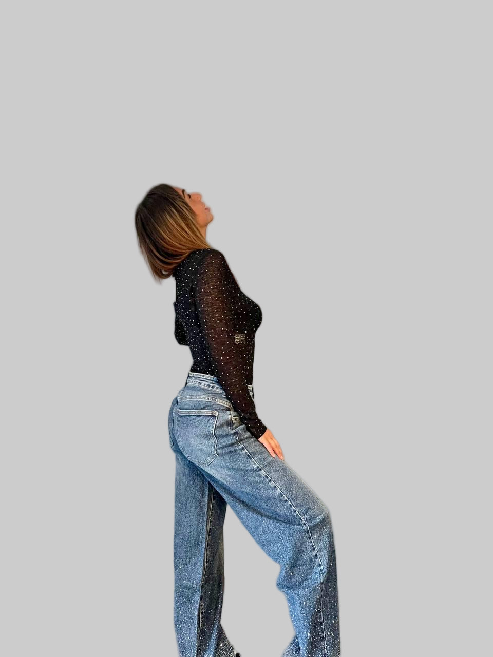 Body nero con brillantini